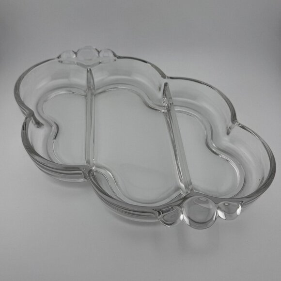 Vintage Duncan & Miller Crystal Canterbury 3 part divided relish dish 10” - Picture 1 of 8